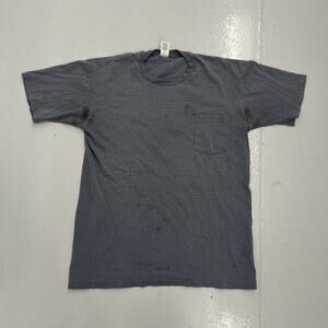 Vintage 90s Towncraft Grey Striped Blank Pocket T-Shirt